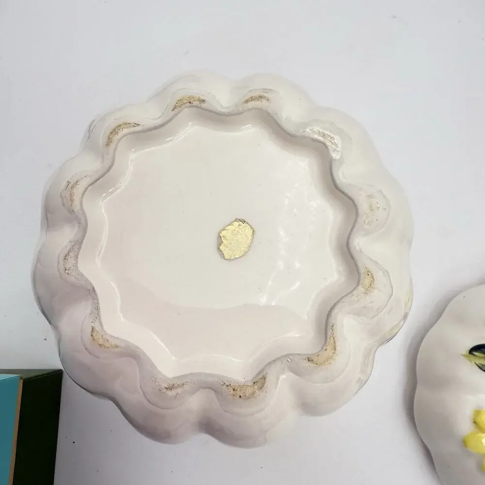 Butterfly Flower 3D White Pumpkin MCM Canister Set 1950s Cottagecore Floral VGC‎